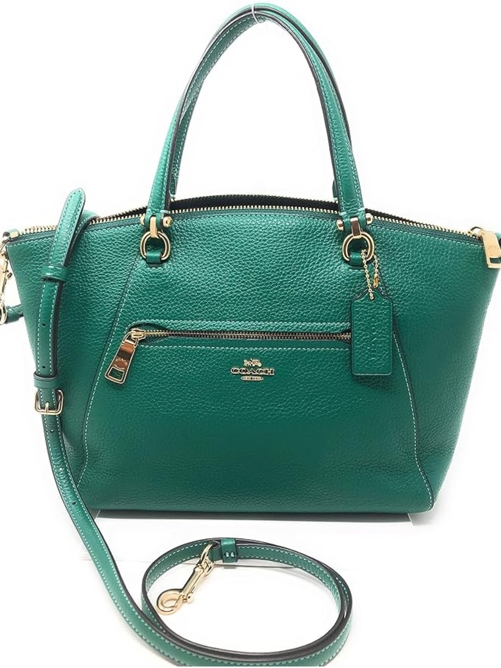 Coach Prairie Satchel Bright Jade Pebbled Leather with Gold Hardware